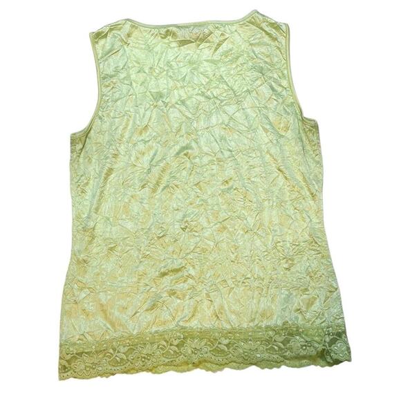 Style & Co. Petite Light Green Tank Top with Delicate Lace Trim Wrinkled Texture - Picture 2 of 5